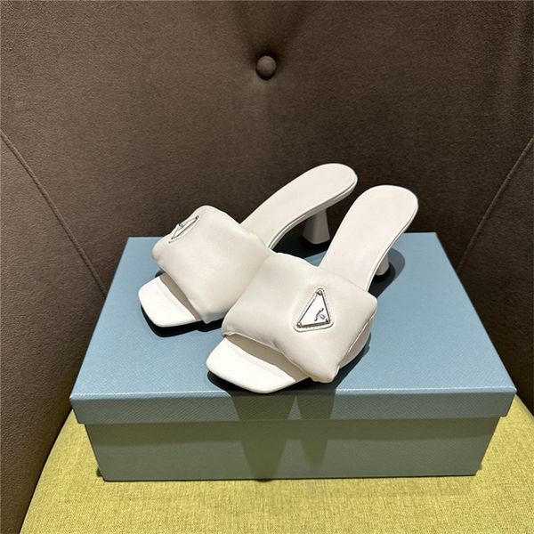 designer luxury soft quilted women solid white quilted leather outsole slide sandals shoes with box heel 6.5cm, Black
designer luxury soft quilted women solid white quilted leather outsole slide sandals shoes with box heel 6.5cm, Black