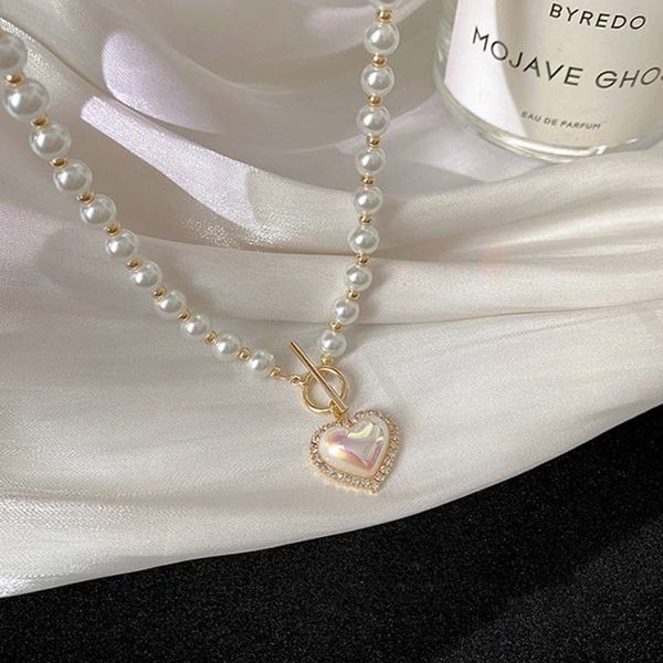 mini new super immortal style imitation pearl love necklace ins cool and sweet simple ot clasp collar chain, Silver
mini new super immortal style imitation pearl love necklace ins cool and sweet simple ot clasp collar chain, Silver