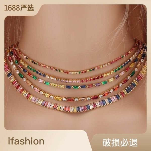 colorful zircon necklace colorful multi color claw chain zircon chain girl rainbow full diamond neckchain popular jewelry, Black
colorful zircon necklace colorful multi color claw chain zircon chain girl rainbow full diamond neckchain popular jewelry, Black