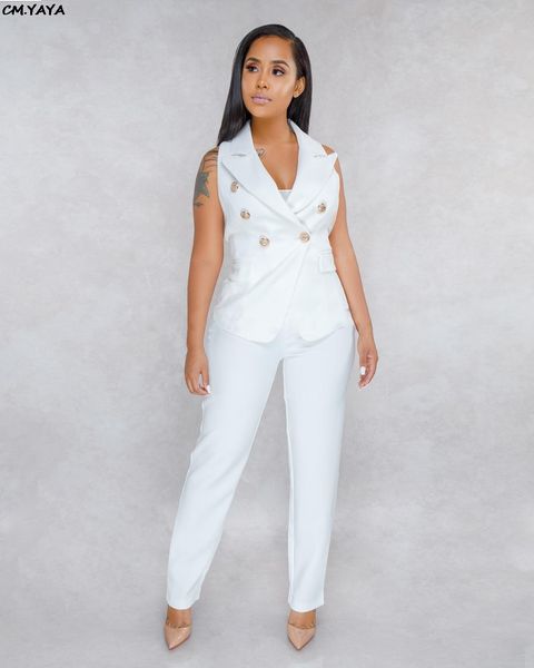 pants 2022 women summer sleeveless notch neck blazers long pants suit two piece set vintage office lady tracksuit outfit overall, White
pants 2022 women summer sleeveless notch neck blazers long pants suit two piece set vintage office lady tracksuit outfit overall, White