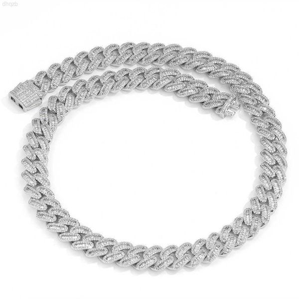 men 12mm spring clasp cuban link chain iced out baguette bling cz miami cuban necklace, Silver
men 12mm spring clasp cuban link chain iced out baguette bling cz miami cuban necklace, Silver