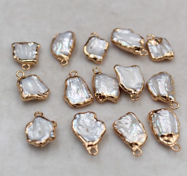 10pcslot connectors whole irregular shape natural baroque pearl pendant 14 k plated gold copper rim clad pearl diy jewelry ac1976221, Silver
10pcslot connectors whole irregular shape natural baroque pearl pendant 14 k plated gold copper rim clad pearl diy jewelry ac1976221, Silver