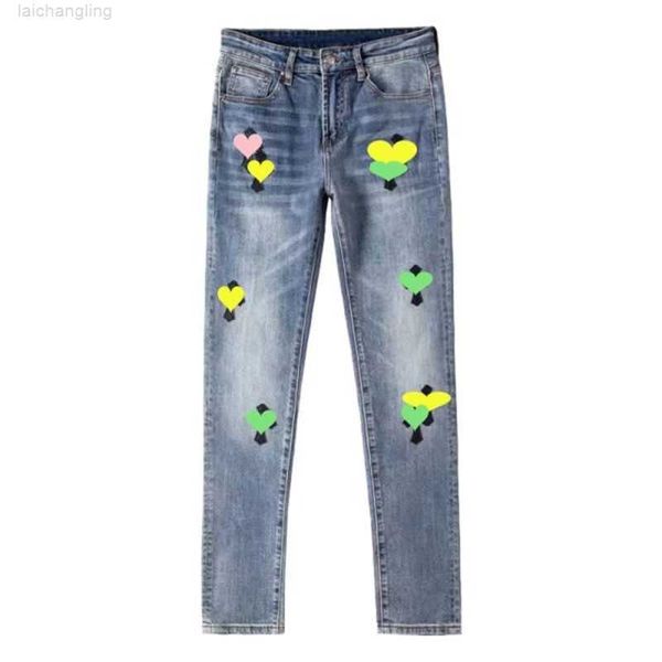 men's jeans designer embroidery chrome straight trousers heart letter prints long trend brand motorcycle pante5h0, Blue
men's jeans designer embroidery chrome straight trousers heart letter prints long trend brand motorcycle pante5h0, Blue