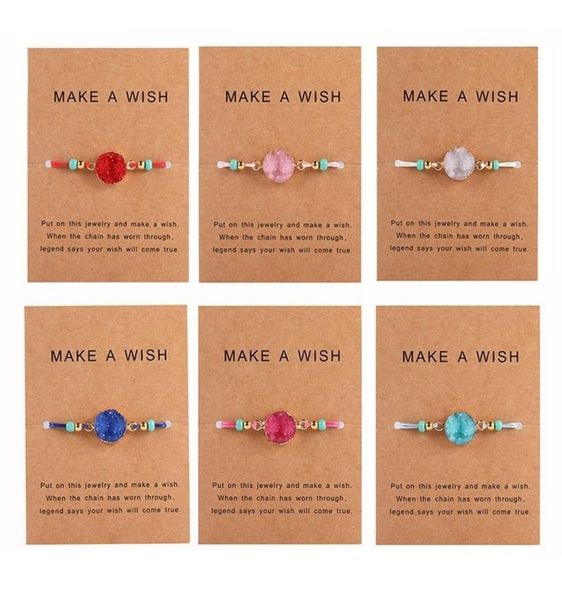 design handmade druzy resin stone bracelet make a wish card wax rope braided bracelets bangles with rice bead for women girls summ9026951, Golden;silver
design handmade druzy resin stone bracelet make a wish card wax rope braided bracelets bangles with rice bead for women girls summ9026951, Golden;silver