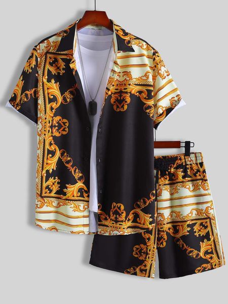 mens tracksuits men random baroque print shirt drawstring waist shorts without tee two pieces set casual summer outfit for 230707, Gray
mens tracksuits men random baroque print shirt drawstring waist shorts without tee two pieces set casual summer outfit for 230707, Gray