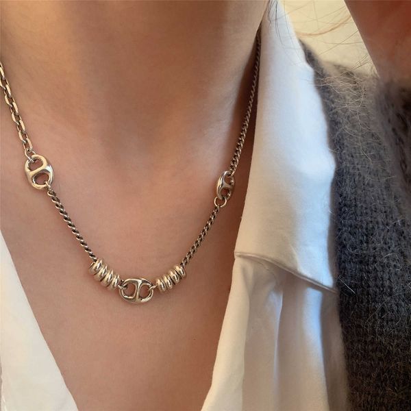 silver ruitai s925 sterling silver pig nose splice necklace for women's new light luxury small market high sense women's style, Black
silver ruitai s925 sterling silver pig nose splice necklace for women's new light luxury small market high sense women's style, Black