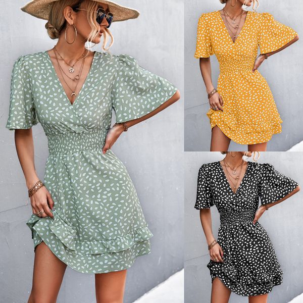 urban dresse dot pattern dress vneck ruffle sleeve casual street style waist wrap dres summer 230707, White;black
urban dresse dot pattern dress vneck ruffle sleeve casual street style waist wrap dres summer 230707, White;black