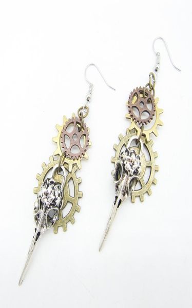 new original design gear drop earring vintage steampunk charm gothic crow bird skull dangle earring for women fashion jewelry hall7164701, Silver
new original design gear drop earring vintage steampunk charm gothic crow bird skull dangle earring for women fashion jewelry hall7164701, Silver