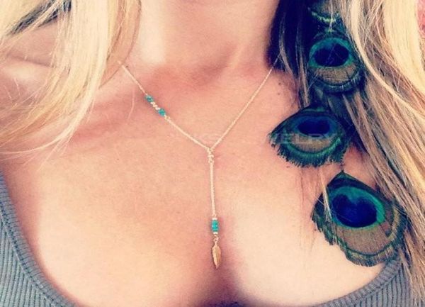 women necklace fashion jewelry vintage bohemia turquoise beads gold plated alloy feather pendant necklaces3689758, Silver
women necklace fashion jewelry vintage bohemia turquoise beads gold plated alloy feather pendant necklaces3689758, Silver