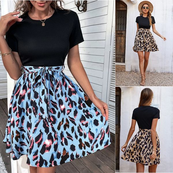 urban dresse printed stitching dress round neck casual street style bow short sleeve dres summer 230707, White;black
urban dresse printed stitching dress round neck casual street style bow short sleeve dres summer 230707, White;black