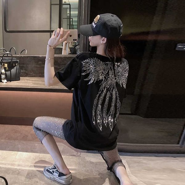 men's t-shirts spring/summer tide brand european heavy industry diamond wings black short sleeve t-shirt women's korean loose ins, White
men's t-shirts spring/summer tide brand european heavy industry diamond wings black short sleeve t-shirt women's korean loose ins, White