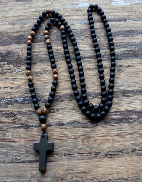 6mm black stone wood beads with black stone cross pendant mens rosary necklace mens jewelry 20206194637, Silver
6mm black stone wood beads with black stone cross pendant mens rosary necklace mens jewelry 20206194637, Silver