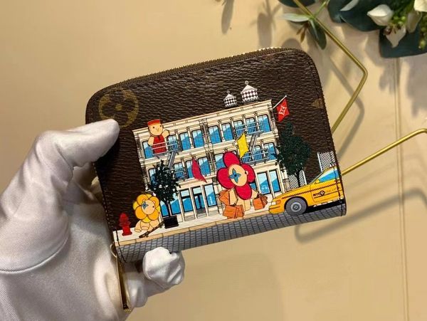 m81629 women's new luxury printed short zero wallet, Red;black 
m81629 women's new luxury printed short zero wallet, Red;black