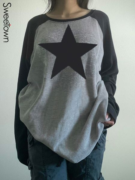 women's t-shirt sweetown star print kawaii y2k pullover t-shirts women contrast patchwork harajuku clothes full sleeve preppy long swea, White
women's t-shirt sweetown star print kawaii y2k pullover t-shirts women contrast patchwork harajuku clothes full sleeve preppy long swea, White