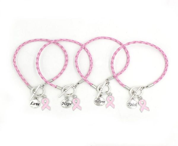 new arrival pu leather rope pink ribbon charm bracelet believe faith hope breast cancer bracelets bangles for women awareness jewe2814074, Golden;silver
new arrival pu leather rope pink ribbon charm bracelet believe faith hope breast cancer bracelets bangles for women awareness jewe2814074, Golden;silver