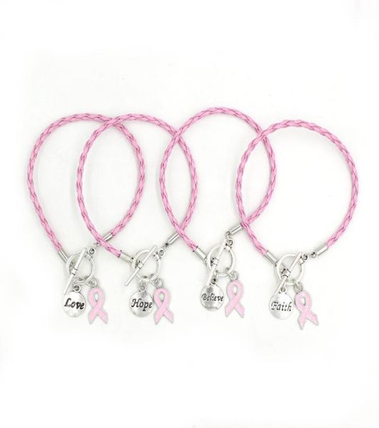 new arrival pu leather rope pink ribbon charm bracelet believe faith hope breast cancer bracelets bangles for women awareness jewe3347492, Golden;silver
new arrival pu leather rope pink ribbon charm bracelet believe faith hope breast cancer bracelets bangles for women awareness jewe3347492, Golden;silver