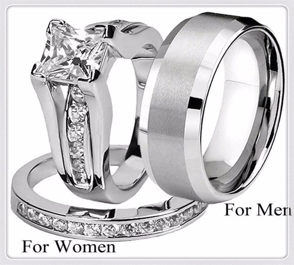his and hers fashion 316l stainless steel titanium princess engagement wedding band ring jewelry set cne fast 4245169, Golden;silver
his and hers fashion 316l stainless steel titanium princess engagement wedding band ring jewelry set cne fast 4245169, Golden;silver