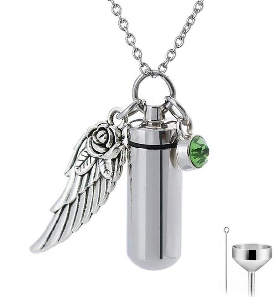 angel wing memorial urn necklace cylinder cremation keepsake pendant birthstone crystal stainless steel for funeral ash locket3841285, Silver
angel wing memorial urn necklace cylinder cremation keepsake pendant birthstone crystal stainless steel for funeral ash locket3841285, Silver