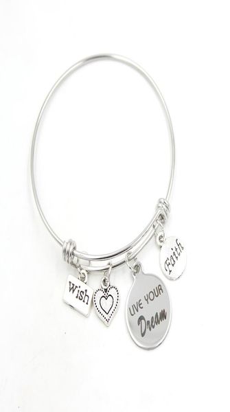 new arrival fashion stainless steel wire bangle inspiration bracelet wish faith live your dream charms braceletbangle gift pulser6152988, Golden;silver
new arrival fashion stainless steel wire bangle inspiration bracelet wish faith live your dream charms braceletbangle gift pulser6152988, Golden;silver