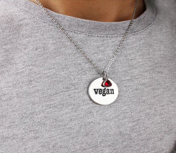fashion vegan necklace with crystal pendant for women men stainless steel round vegetarian symbol lifestyle jewelry6563356, Silver
fashion vegan necklace with crystal pendant for women men stainless steel round vegetarian symbol lifestyle jewelry6563356, Silver