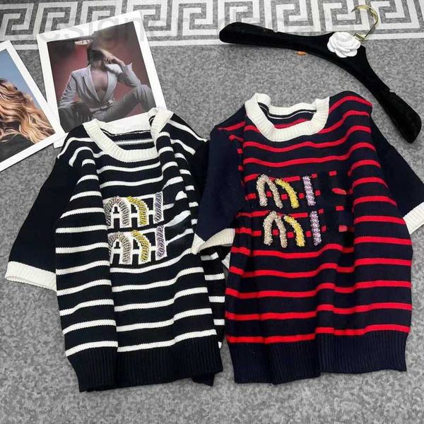 women's sweaters designer 22s women sweater knitted t shirt embroidered letters on the chest round neck short sleeve summer slim sweats, White;black
women's sweaters designer 22s women sweater knitted t shirt embroidered letters on the chest round neck short sleeve summer slim sweats, White;black