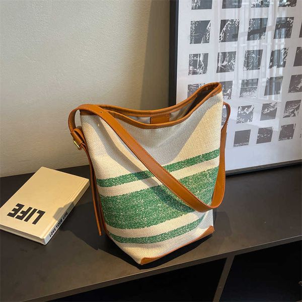 stripe knitted women's summer new high capacity tote bag commuter fashion match contrast color one shoulder bucket bag
stripe knitted women's summer new high capacity tote bag commuter fashion match contrast color one shoulder bucket bag