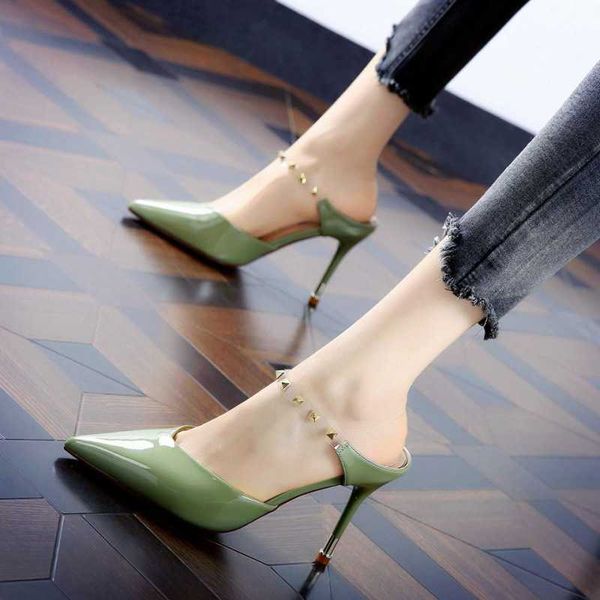 sandals half slippers women's summer versatile new fashion slim heel riveted pointed high 230626, Black
sandals half slippers women's summer versatile new fashion slim heel riveted pointed high 230626, Black