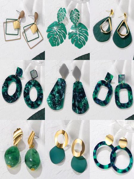 

new korean statement earrings for women green cute arcylic geometric dangle drop gold earings brincos 2020 fashion jewelry9241957, Silver