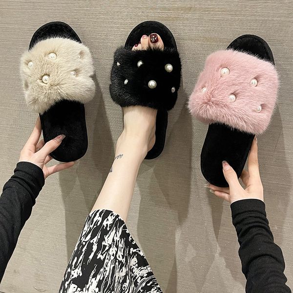 fur flat bottom slippers women's fashion flip flops home big fur pearl opening cotton slippers cross-border foreign trade new style, Black
fur flat bottom slippers women's fashion flip flops home big fur pearl opening cotton slippers cross-border foreign trade new style, Black