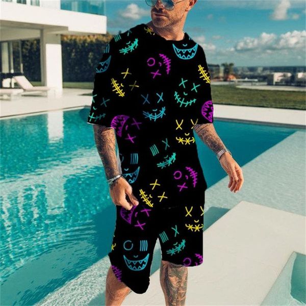 men's tracksuits summer smiling face printed short sleeve tshirt sets two piece casual funny tees shorts fashion men streetwear 230707, Gray
men's tracksuits summer smiling face printed short sleeve tshirt sets two piece casual funny tees shorts fashion men streetwear 230707, Gray