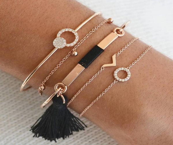 new jewelry simple open adjustable full diamond circle bangle fashion vshaped black tassel bracelet 5 piece set5746464
new jewelry simple open adjustable full diamond circle bangle fashion vshaped black tassel bracelet 5 piece set5746464