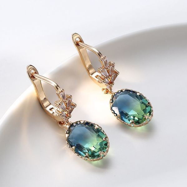 bright oval gemstone earrings ear buckle inlaid zircon temperament beautiful earrings, Golden
bright oval gemstone earrings ear buckle inlaid zircon temperament beautiful earrings, Golden