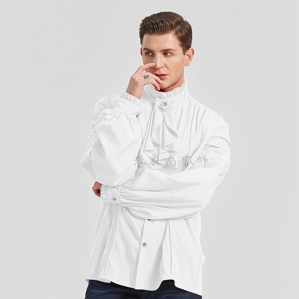 men's dress shirts white cotton ruffles long sleeves halloween cosplay vintage pirate shirt steampunk clothing gothic victorian costume, White;black
men's dress shirts white cotton ruffles long sleeves halloween cosplay vintage pirate shirt steampunk clothing gothic victorian costume, White;black
