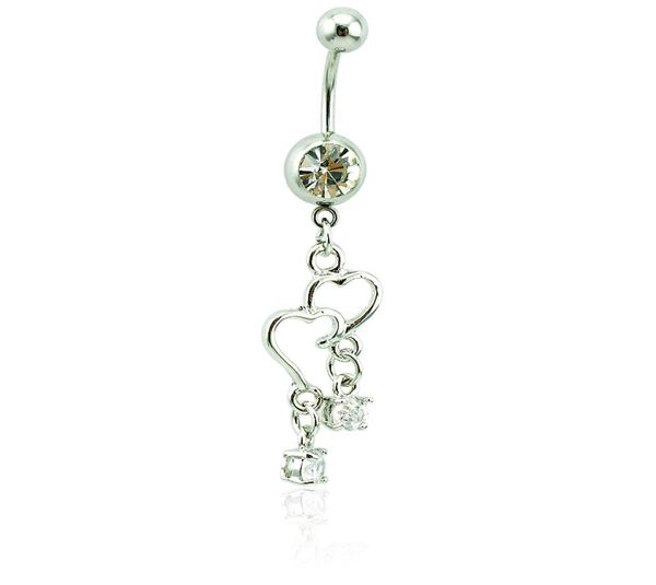 belly button rings surgical steel barbell dangle double heart mix gem navel body piercing jewelry5806103, Silver
belly button rings surgical steel barbell dangle double heart mix gem navel body piercing jewelry5806103, Silver