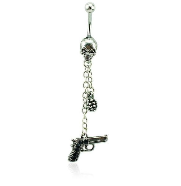 brand new belly button rings surgical steel skull barbell dangle link chain gun navel piercing jewelry6724065, Silver
brand new belly button rings surgical steel skull barbell dangle link chain gun navel piercing jewelry6724065, Silver