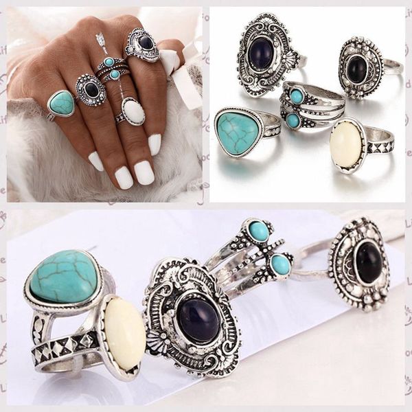 one pack of 5 bohemian vintage silver ring set 5 piece ring combination folk wind black gemstone turquoise ring, Golden;silver
one pack of 5 bohemian vintage silver ring set 5 piece ring combination folk wind black gemstone turquoise ring, Golden;silver