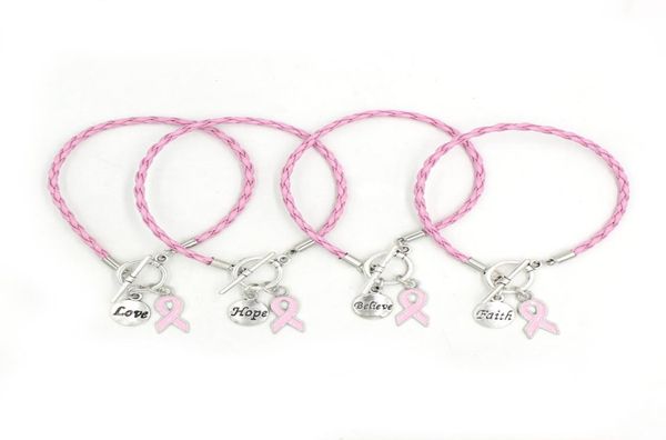 new arrival pu leather rope pink ribbon charm bracelet believe faith hope breast cancer bracelets bangles for women awareness jewe9325432, Golden;silver
new arrival pu leather rope pink ribbon charm bracelet believe faith hope breast cancer bracelets bangles for women awareness jewe9325432, Golden;silver