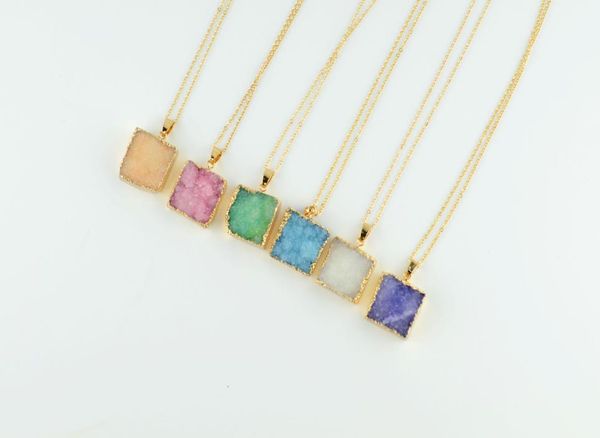 natural square crystal pastel druzy pendant necklaces healing point gemstone original real stone style gold edged stones jewelry j2891252, Silver
natural square crystal pastel druzy pendant necklaces healing point gemstone original real stone style gold edged stones jewelry j2891252, Silver