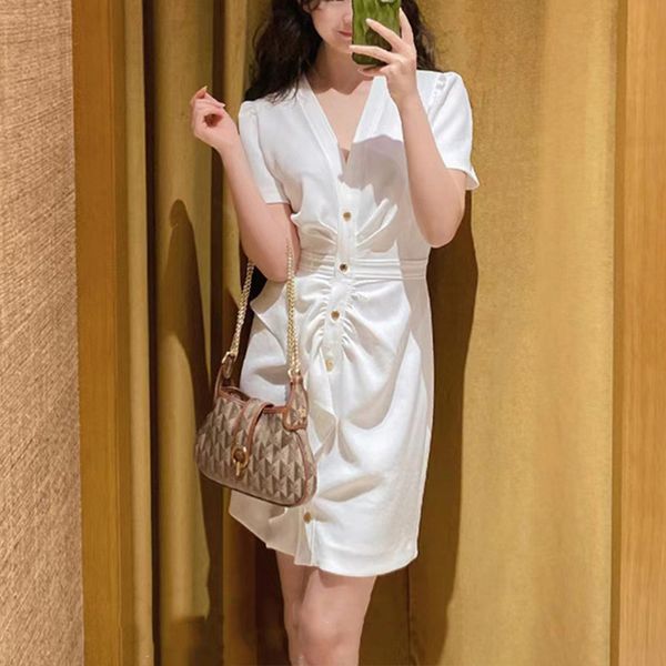 new sandro ruffled v-neck white french dress for women, Black;gray