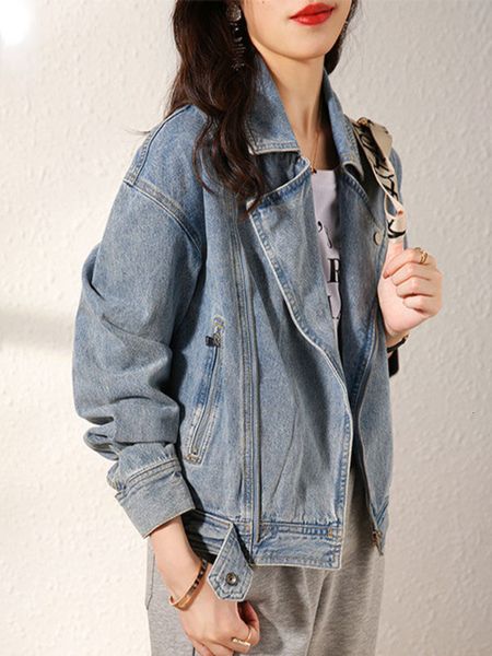 womens jackets ftlzz spring autumn motorcycle denim jacket women vintage loose lapel zipper short coat lady fashion casual outwear 230707, Black;brown
womens jackets ftlzz spring autumn motorcycle denim jacket women vintage loose lapel zipper short coat lady fashion casual outwear 230707, Black;brown