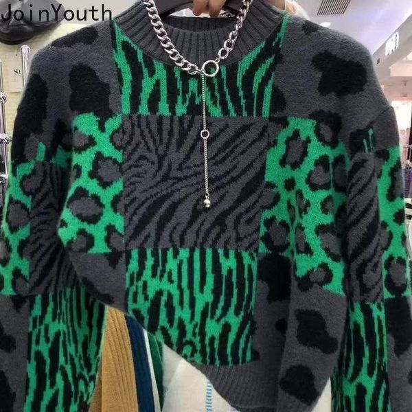 sweaters 2023 fall clothing pullovers fashion for women vintage leopard print knit sweaters korean loose jumper sueter de mujer, White;black
sweaters 2023 fall clothing pullovers fashion for women vintage leopard print knit sweaters korean loose jumper sueter de mujer, White;black
