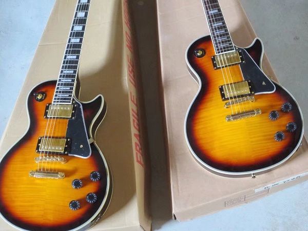 factory custom tiger flame maple sunburst electric guitar mahogany body rosewood & ebony fingerboard golden hardware
factory custom tiger flame maple sunburst electric guitar mahogany body rosewood & ebony fingerboard golden hardware