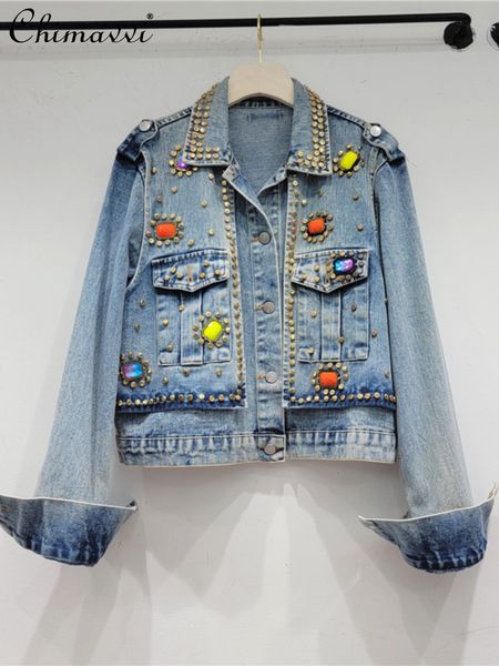 womens jackets european station lady autumn heavy industry nail gem coat loose slim allmatching short denim jacket for women 230707, Black;brown
womens jackets european station lady autumn heavy industry nail gem coat loose slim allmatching short denim jacket for women 230707, Black;brown
