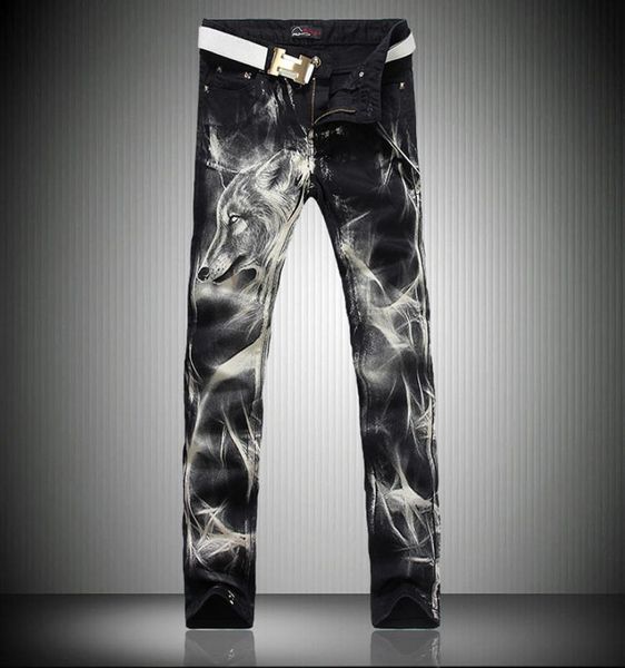 fashion big size mens printed jeans black stretch slim fit painted wolf totem print night club singers trousers9394709, Black;green
fashion big size mens printed jeans black stretch slim fit painted wolf totem print night club singers trousers9394709, Black;green