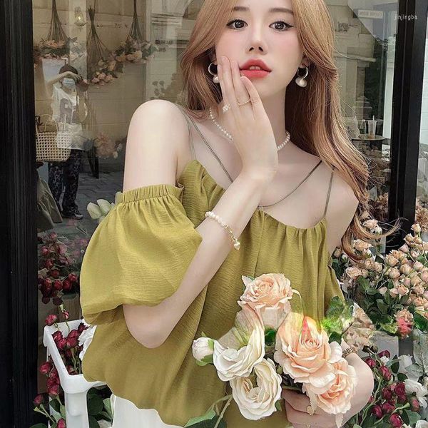 women's t shirts retro women crop pleated blouse summer ladies puff sleeve solid color backless slash neck street wear tees m238, White
women's t shirts retro women crop pleated blouse summer ladies puff sleeve solid color backless slash neck street wear tees m238, White