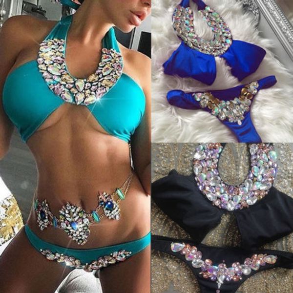 women's swimwear lady crystal bikini set push-up padded swimwear swimsuit bathing beachwear 230707, White;black
women's swimwear lady crystal bikini set push-up padded swimwear swimsuit bathing beachwear 230707, White;black