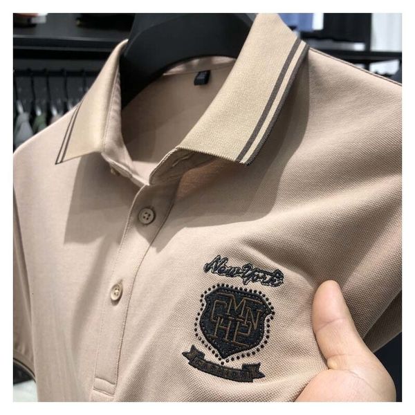 men's t-shirts luxury summer high-grade mercerized cotton short-sleeved men's lapel solid color embroidery craft polo shirt design, White;black
men's t-shirts luxury summer high-grade mercerized cotton short-sleeved men's lapel solid color embroidery craft polo shirt design, White;black