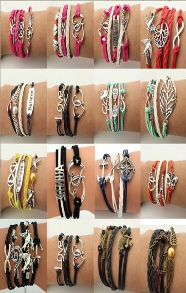 handmade charms jewelry infinity bracelets leather braid owls branch lovely bird infinity charm bracelet men women chirstimas birt2877114, Golden;silver
handmade charms jewelry infinity bracelets leather braid owls branch lovely bird infinity charm bracelet men women chirstimas birt2877114, Golden;silver
