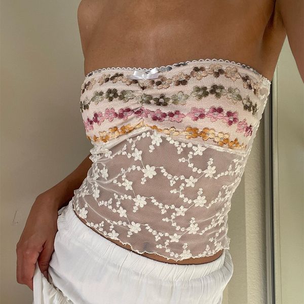 women's tanks camis gaono vintage cute backless tube fairy y2k floral mesh crop strapless chest wrap camis chic girl streetwear 23070, White
women's tanks camis gaono vintage cute backless tube fairy y2k floral mesh crop strapless chest wrap camis chic girl streetwear 23070, White