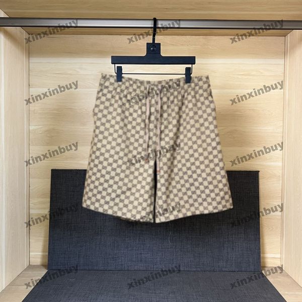 xinxinbuy men women designer shorts pant double letter jacquard fabric spring summer brown khaki s-2xl